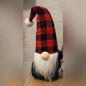 Festive Plaid Gnome with Red and Black Hat